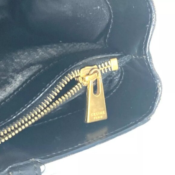 CELINE vintage Macadam Hand Bag Shoulder Bag Tote Bag Leather Black/Brown - Picture 13 of 14